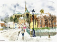 雪染めのアミアン大聖堂