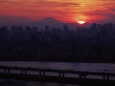 富士山と落日