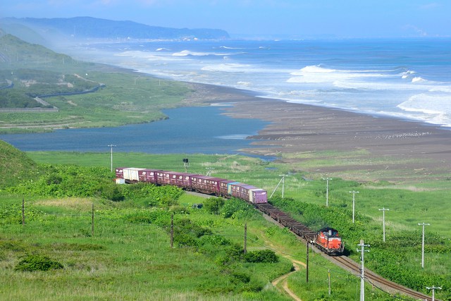 太平洋を背にDD51貨物