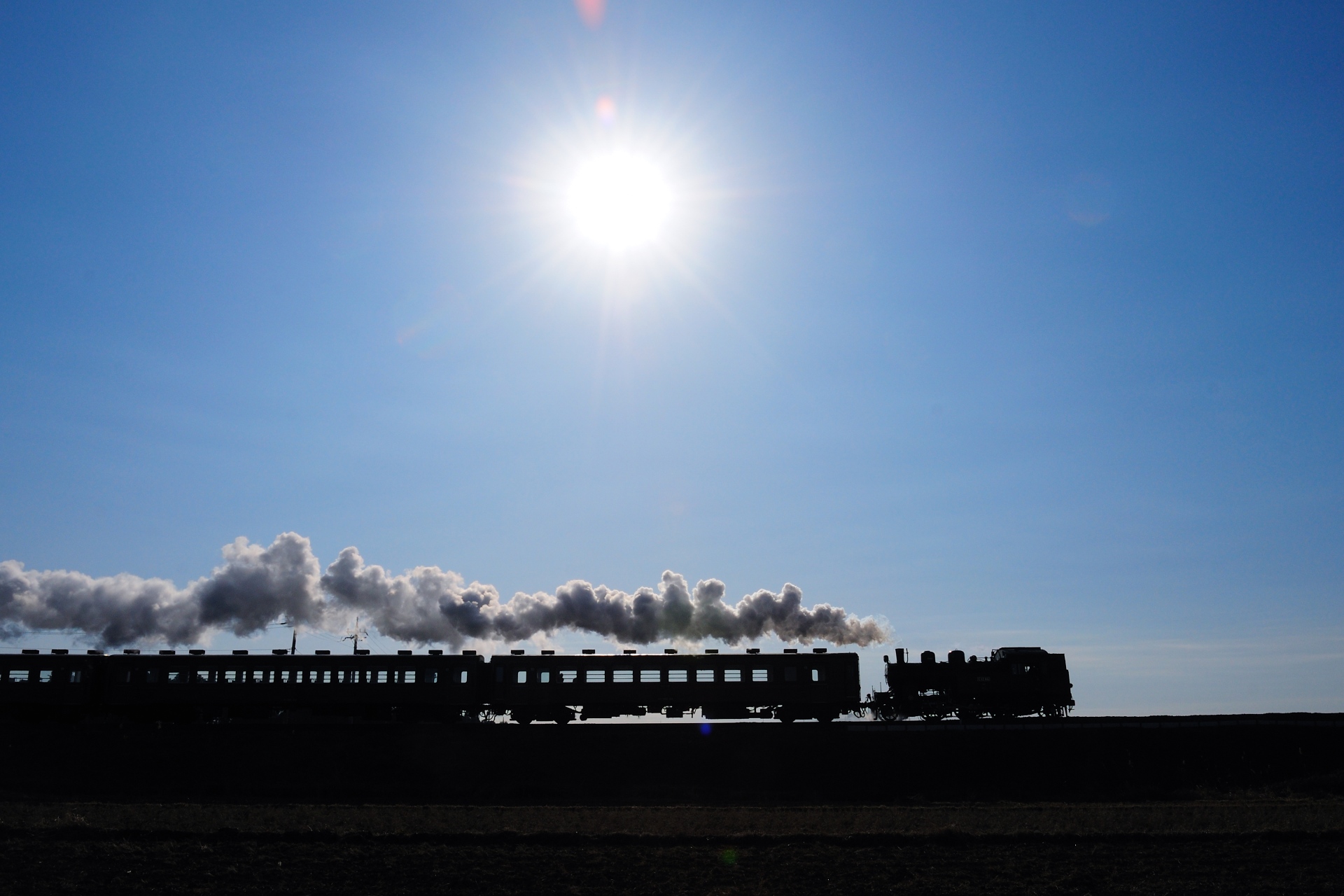 鉄道 蒸気機関車 影絵の汽車 壁紙19x1280 壁紙館