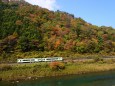 紅葉の水郡線を行くキハ110系