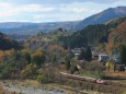 紅葉の里山とわたらせトロッコ