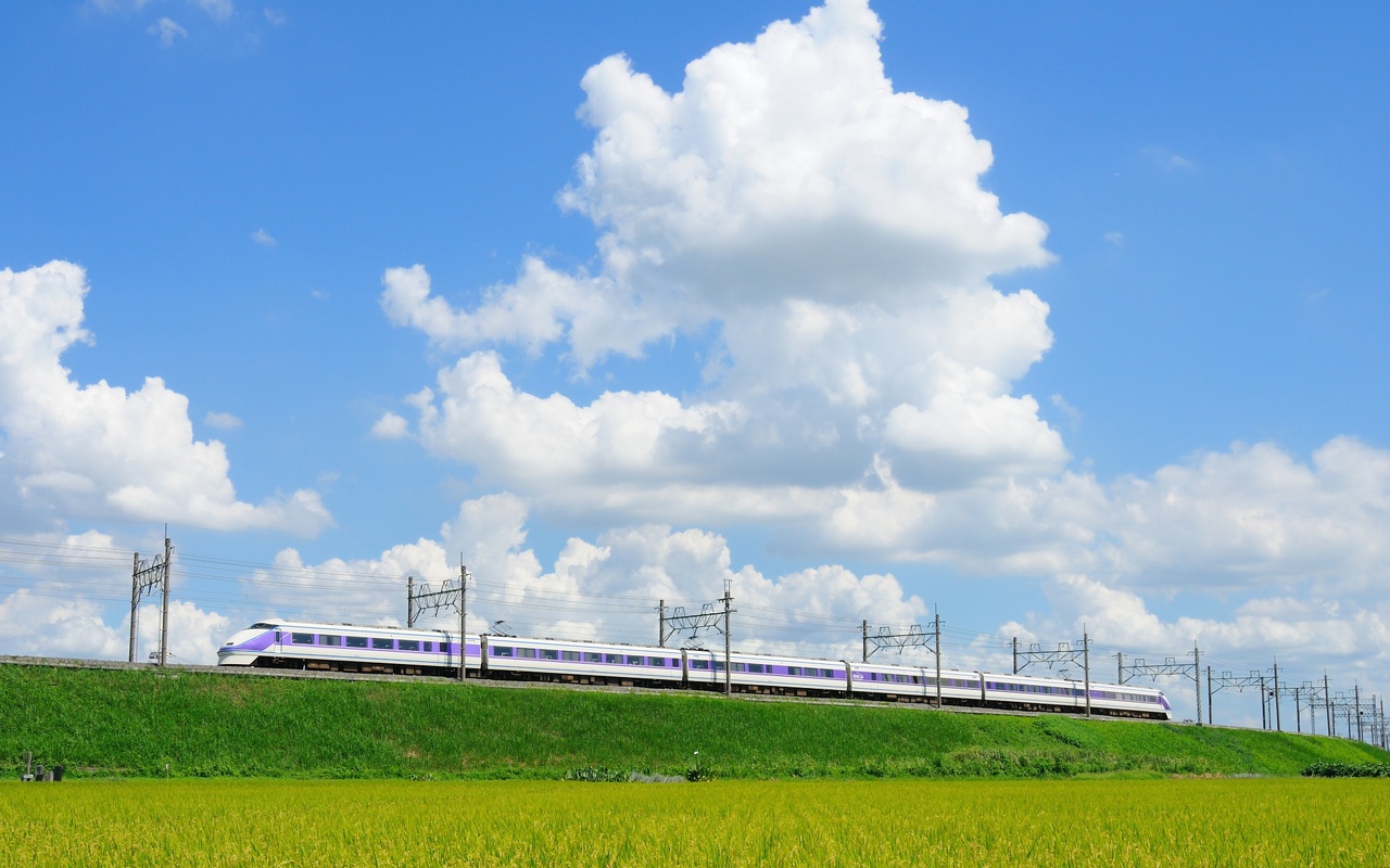 鉄道 電車 夏雲とスペーシア 雅 編成 壁紙1280x800 壁紙館