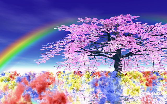 虹と大樹と彩霧