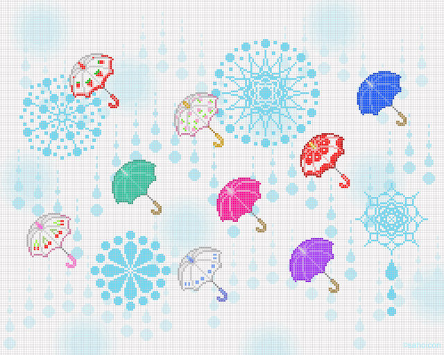 タイル壁紙**雨に踊る傘**