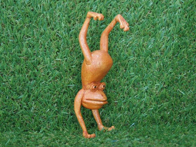 竹のカエルの逆立ち