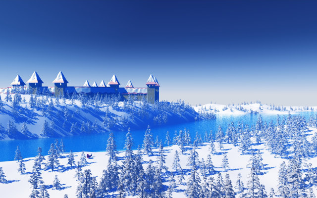 雪原のサンタ城