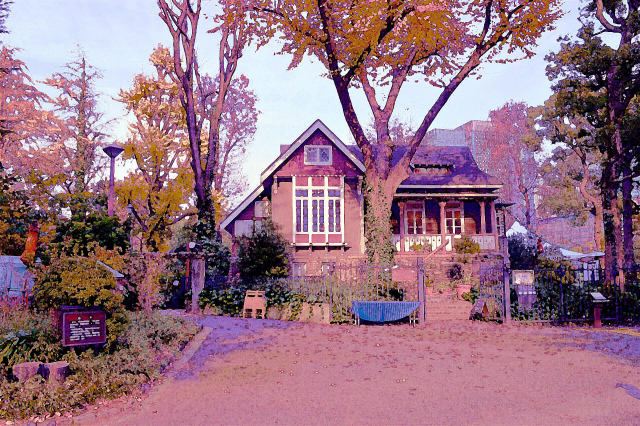 日比谷公園のカフェ～水彩画風