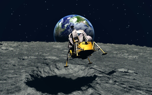 月面着陸態勢のアポロ11号