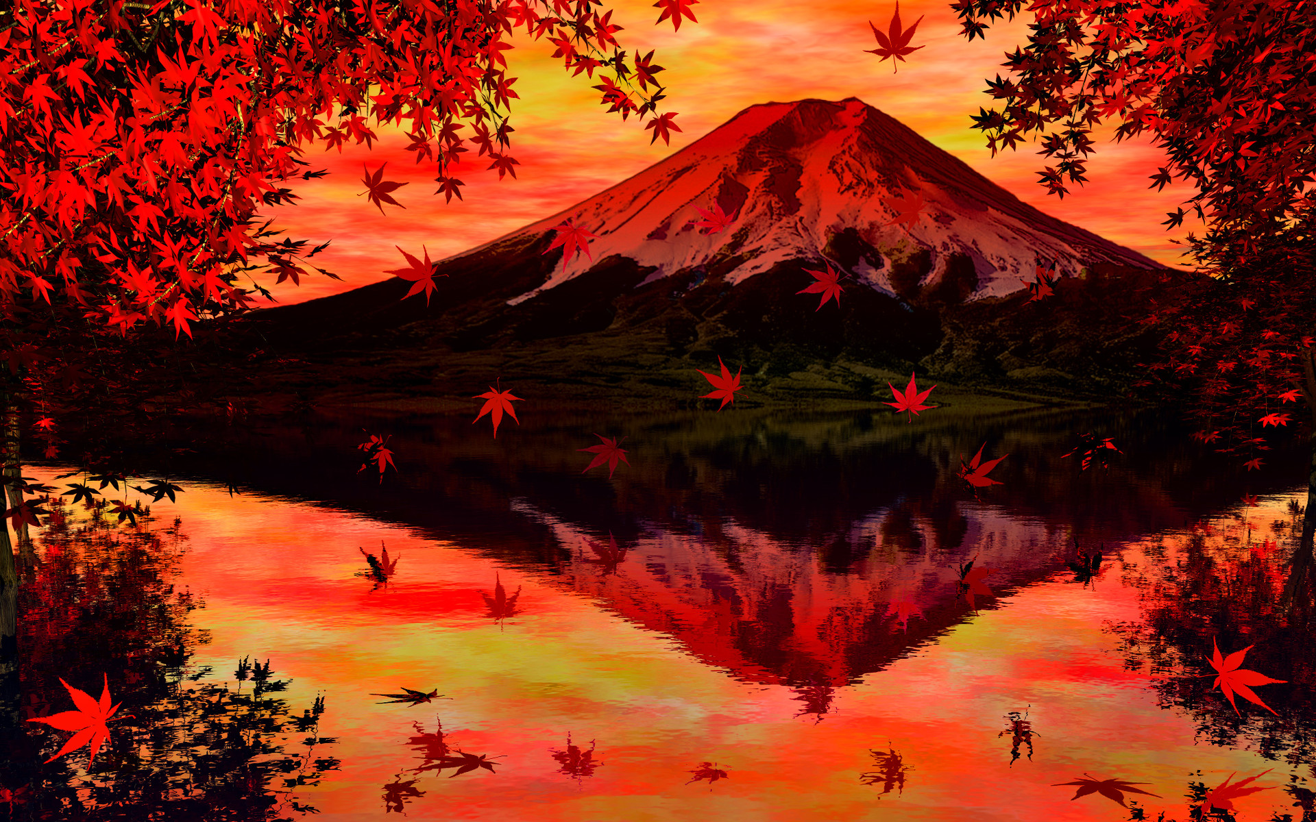 3dcg 赤富士 壁紙19x10 壁紙館