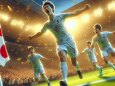 ゴールを決めたサッカー選手