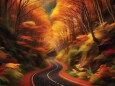 紅葉の林道