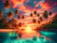 南の島に沈む夕日