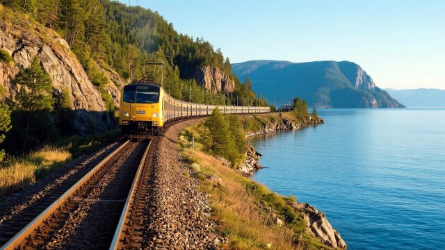 バイカル湖畔のシベリア鉄道(AI)