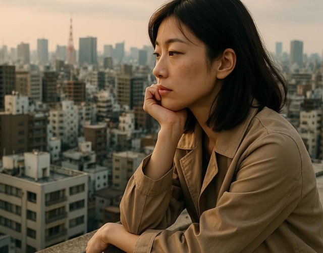 物思いにふけっている女性2