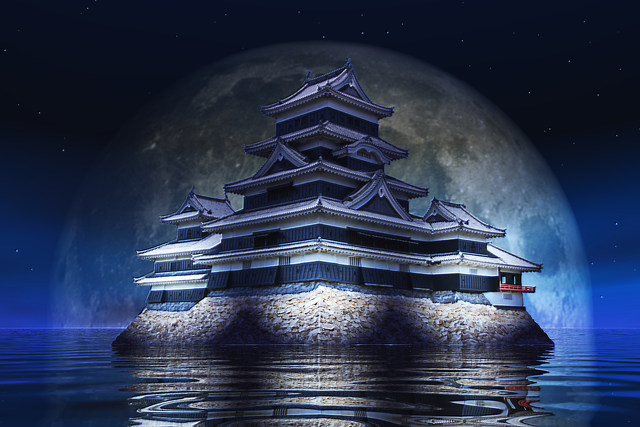 幻夜の松本城