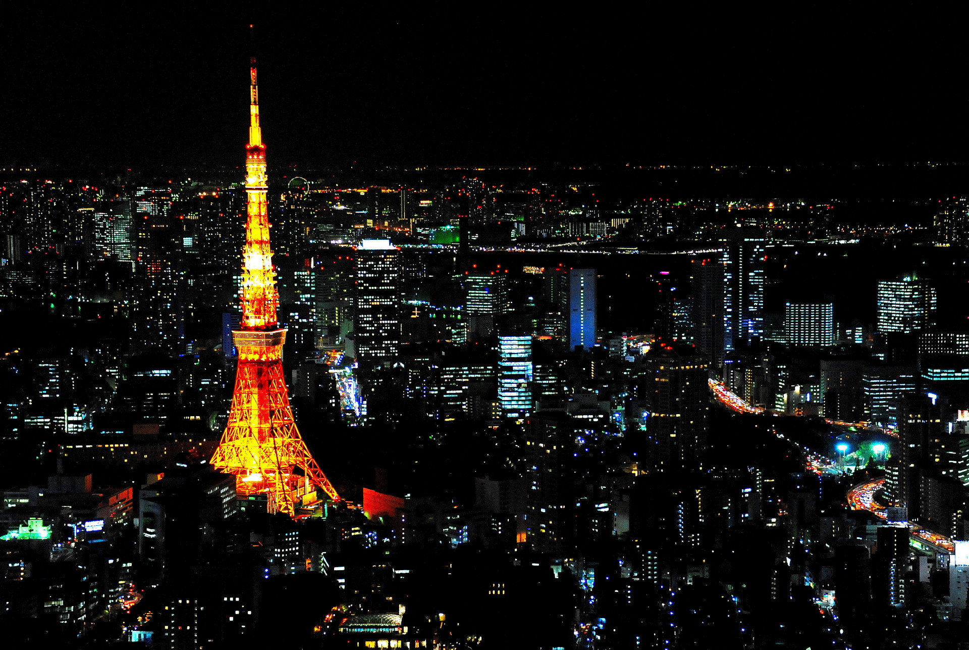 夜景 花火 イルミ ヒルズからの夜の東京タワー 壁紙19x1287 壁紙館