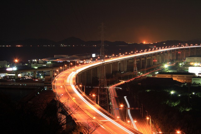 夜更けの瀬戸大橋