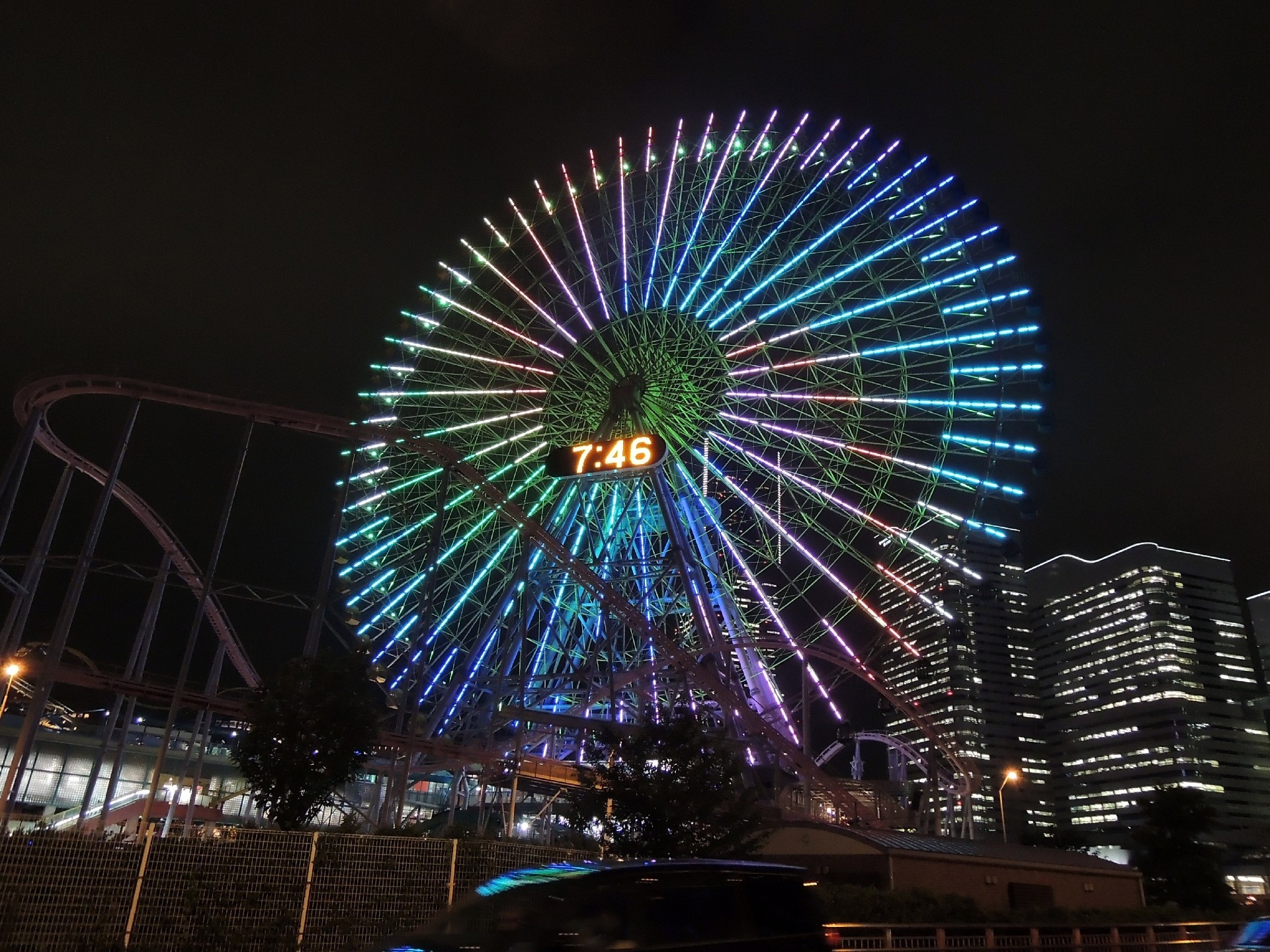 夜景 花火 イルミ 観覧車 壁紙19x1440 壁紙館