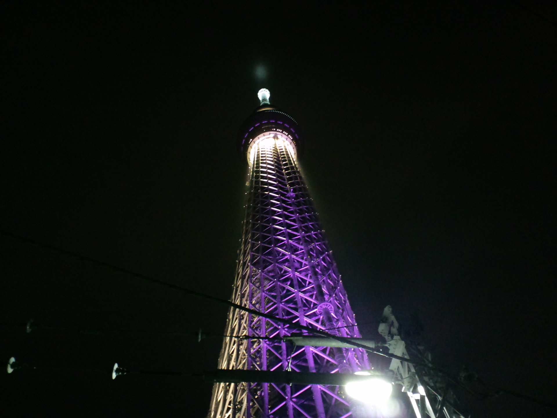 夜景 花火 イルミ 下から眺めるスカイツリー 壁紙19x1440 壁紙館