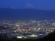 甲府の夜景と富士山