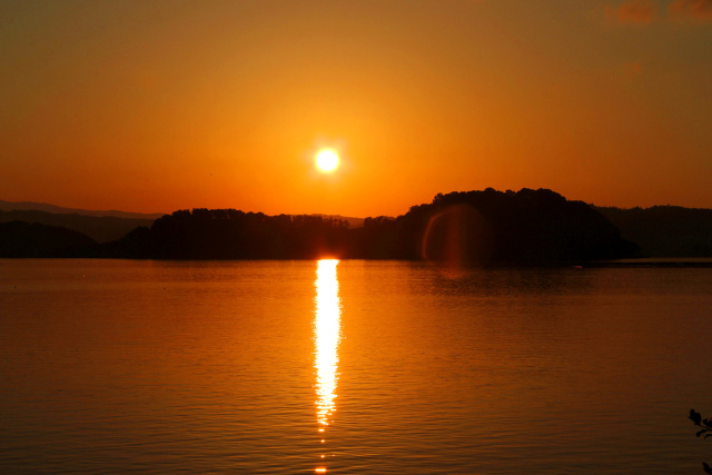 湖山池・青島への落日