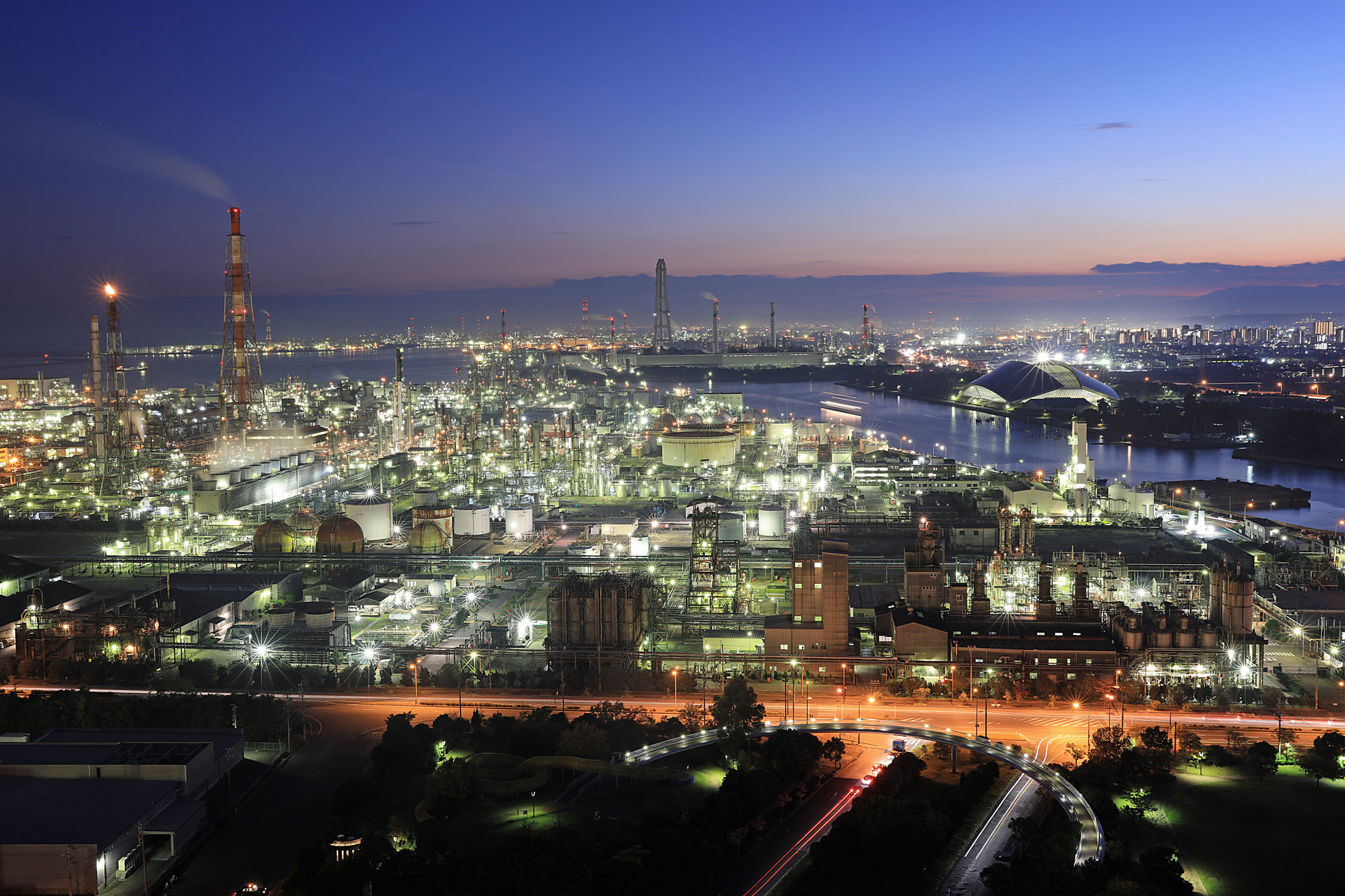 夜景 花火 イルミ 四日市工場夜景 壁紙1920x1280 壁紙館