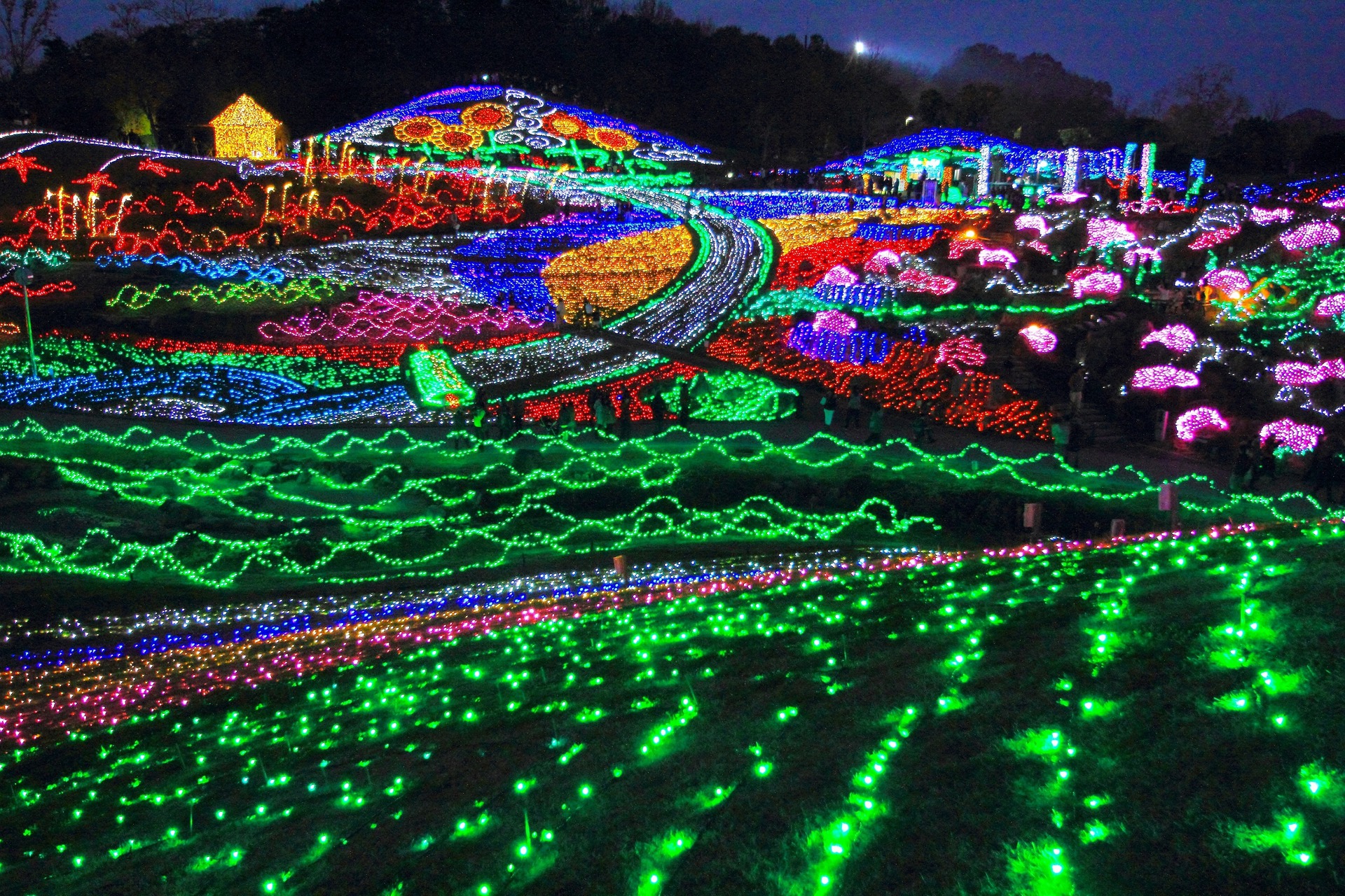 夜景 花火 イルミ まんのう公園 イルミネーション 壁紙19x1280 壁紙館