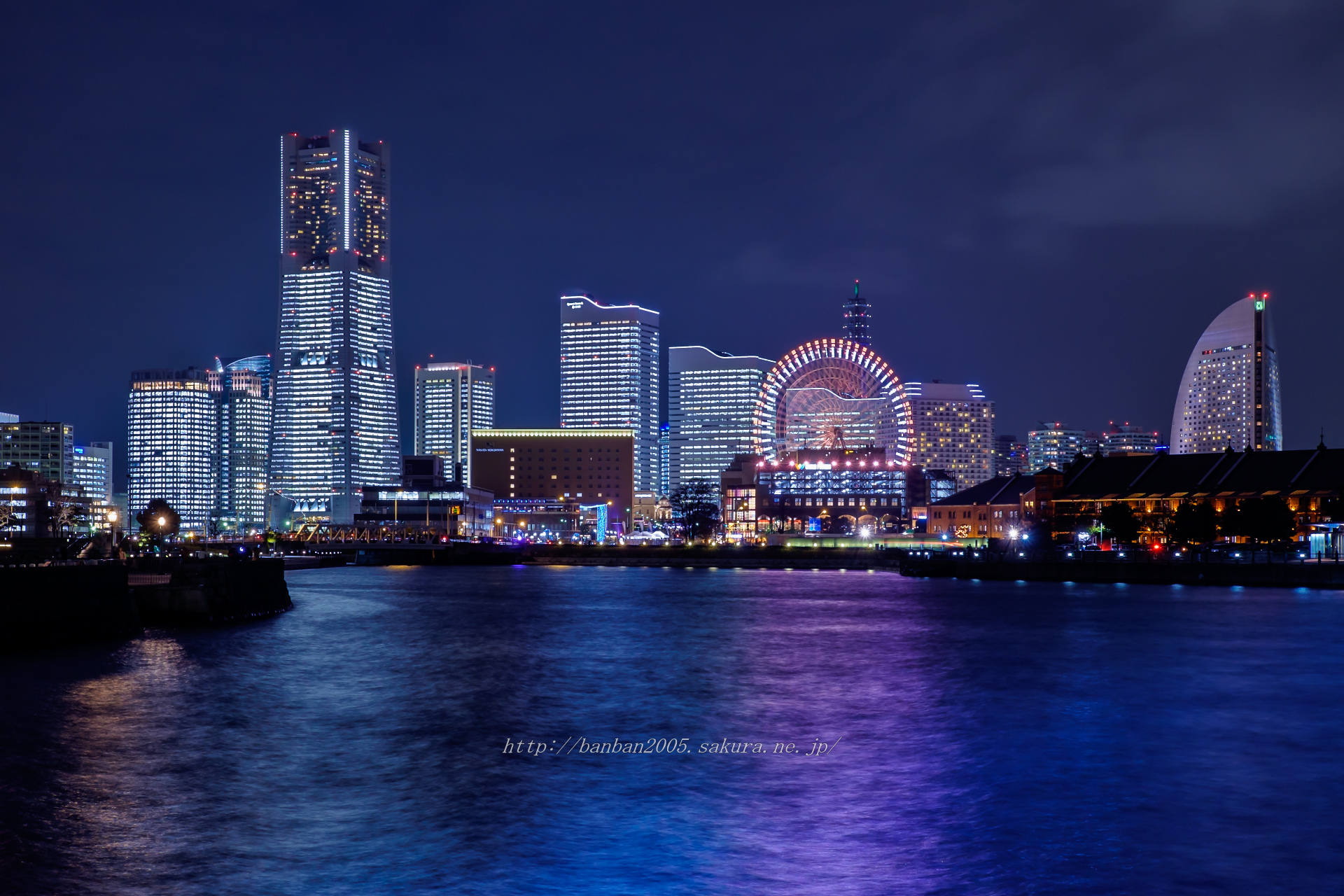 夜景 花火 イルミ 横浜みなとみらい21 全館点灯 壁紙19x1280 壁紙館