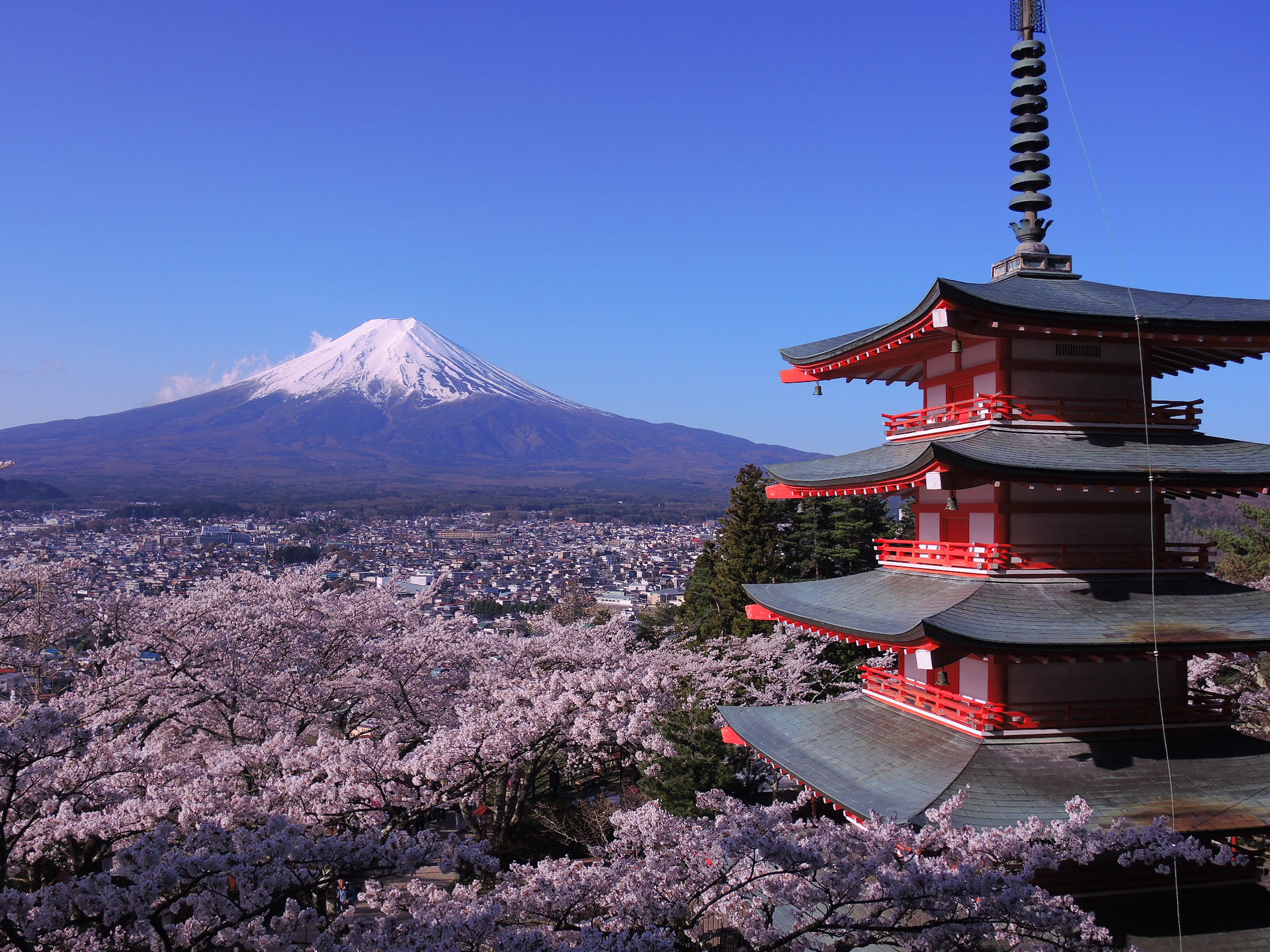 日本の風景 五重塔と富士 壁紙19x1440 壁紙館