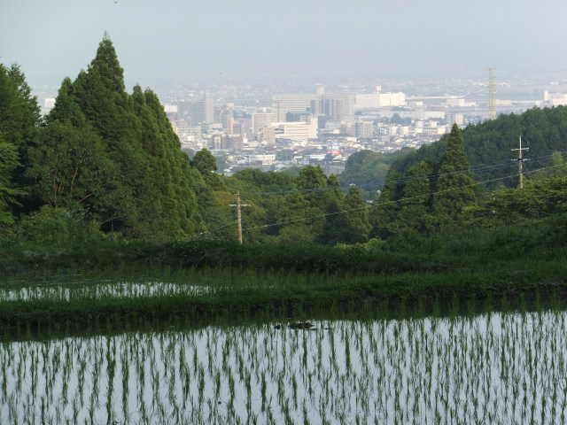 田植えをした山間部から