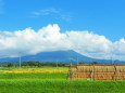 稲架と雲の掛かる大山2