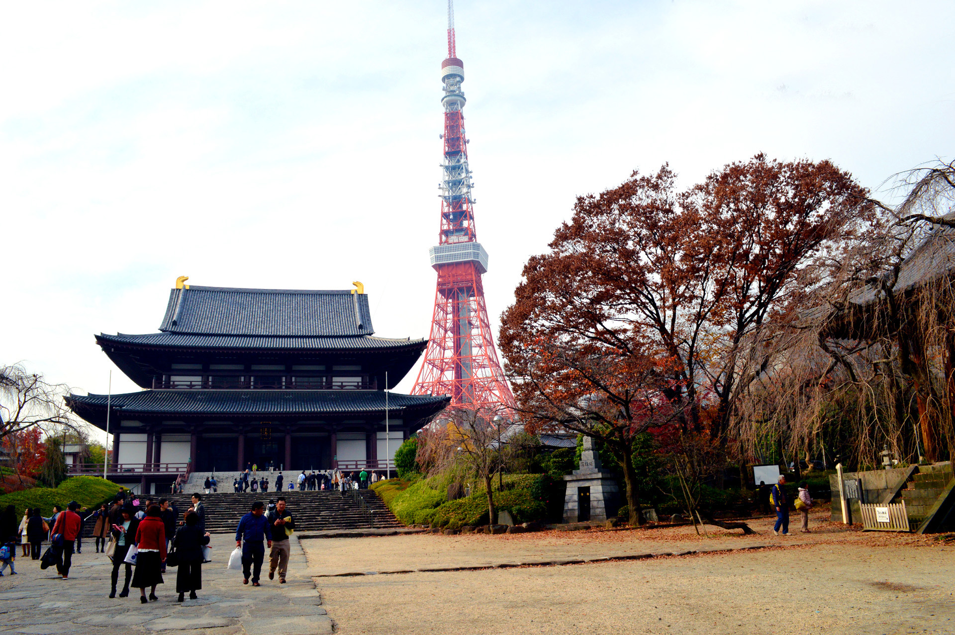 都市 街 室内 芝増上寺と東京タワー 壁紙19x1277 壁紙館