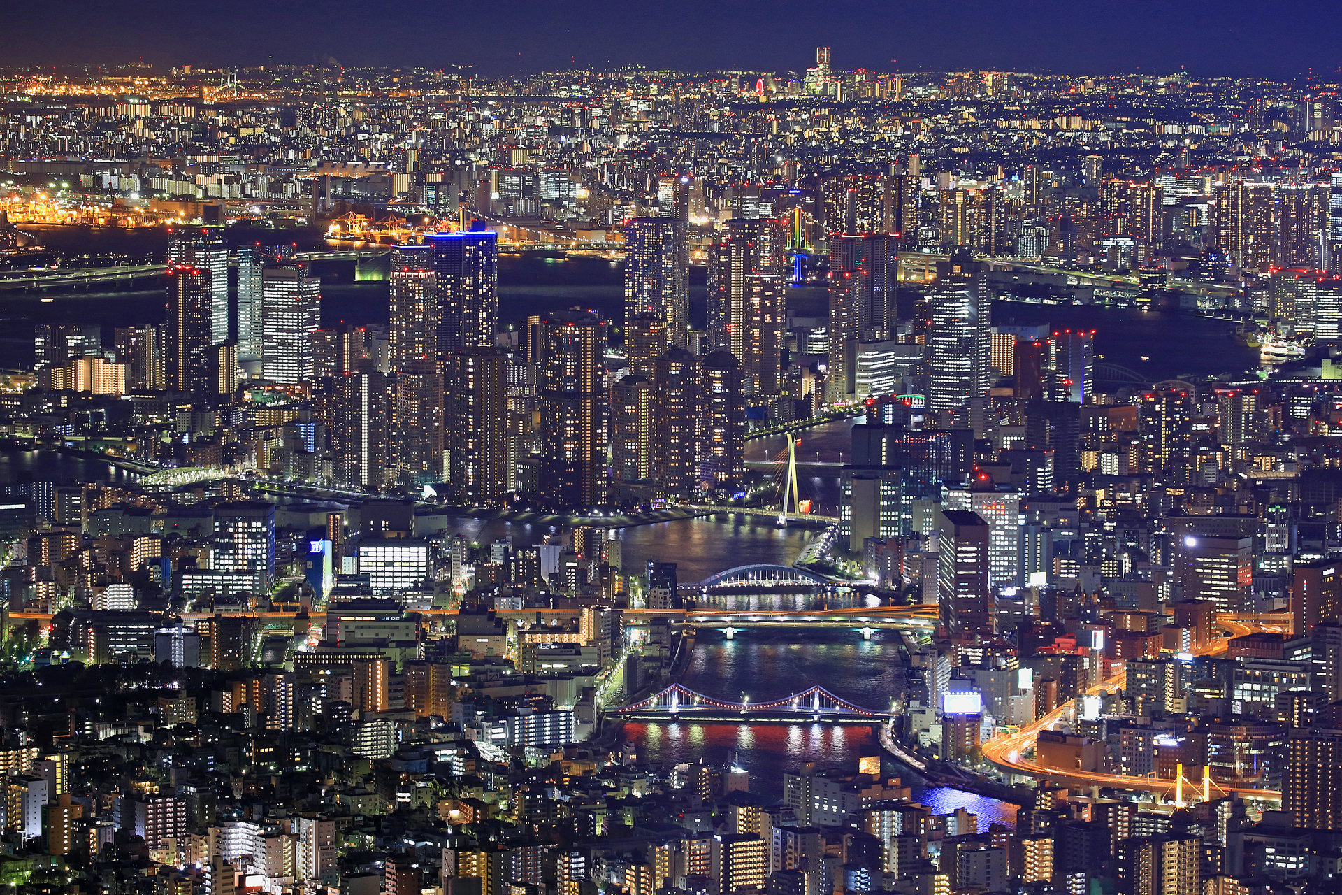 夜景 花火 イルミ スカイツリーから見る東京夜景 壁紙19x1280 壁紙館