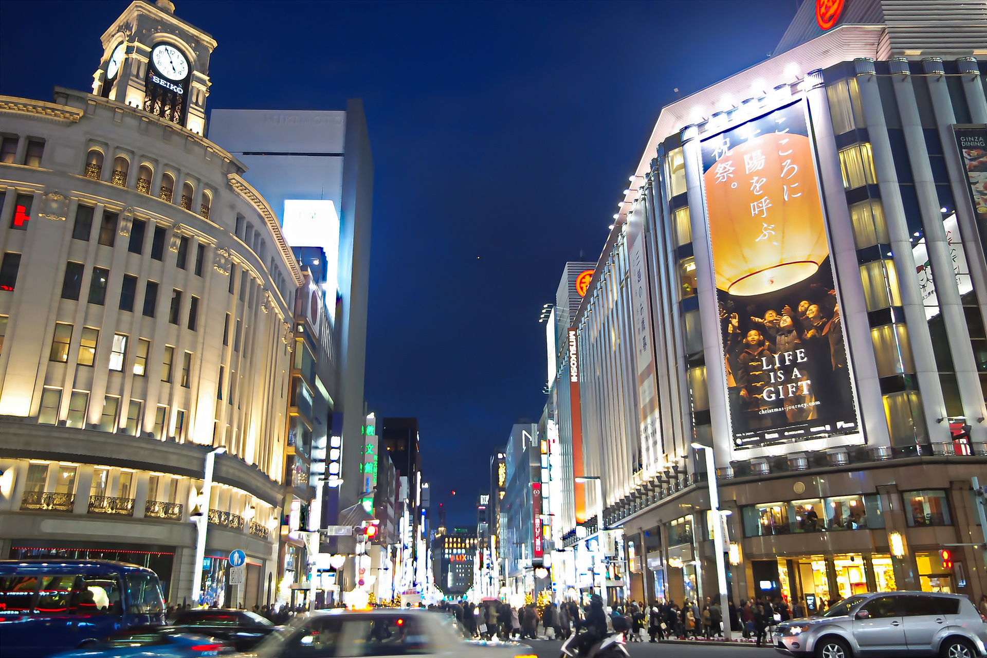 夜景 花火 イルミ 銀座夕景 壁紙19x1280 壁紙館