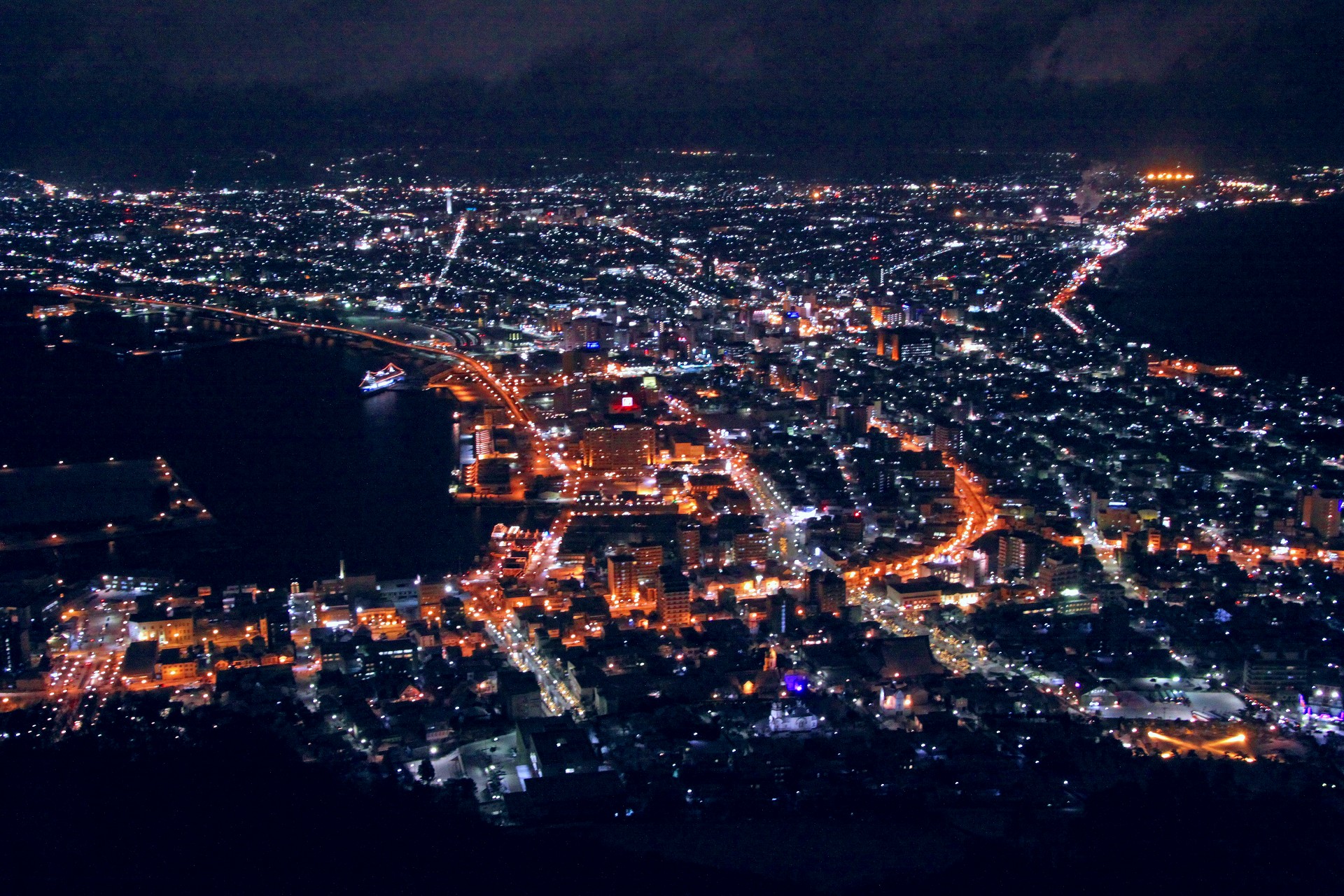 夜景 花火 イルミ 函館の夜景 壁紙19x1280 壁紙館