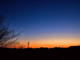 正月トワイライトの三日月と金星