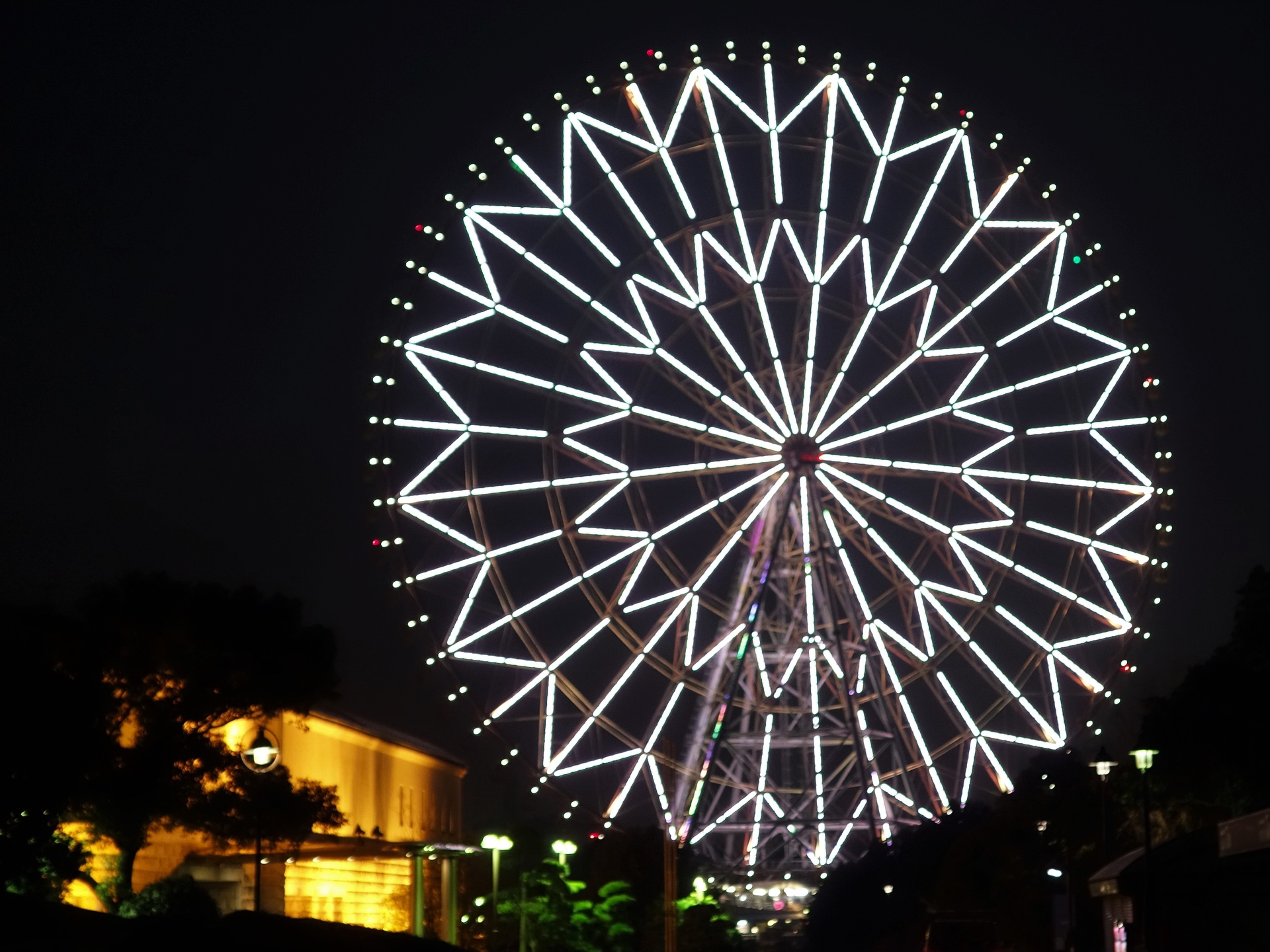 夜景 花火 イルミ 夜の観覧車 壁紙19x1440 壁紙館