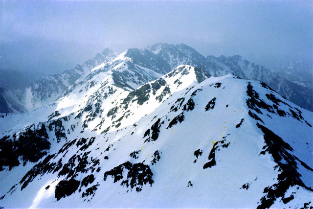 槍ヶ岳から望む穂高