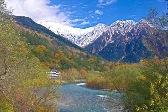 穂高橋から 梓川と穂高連峰