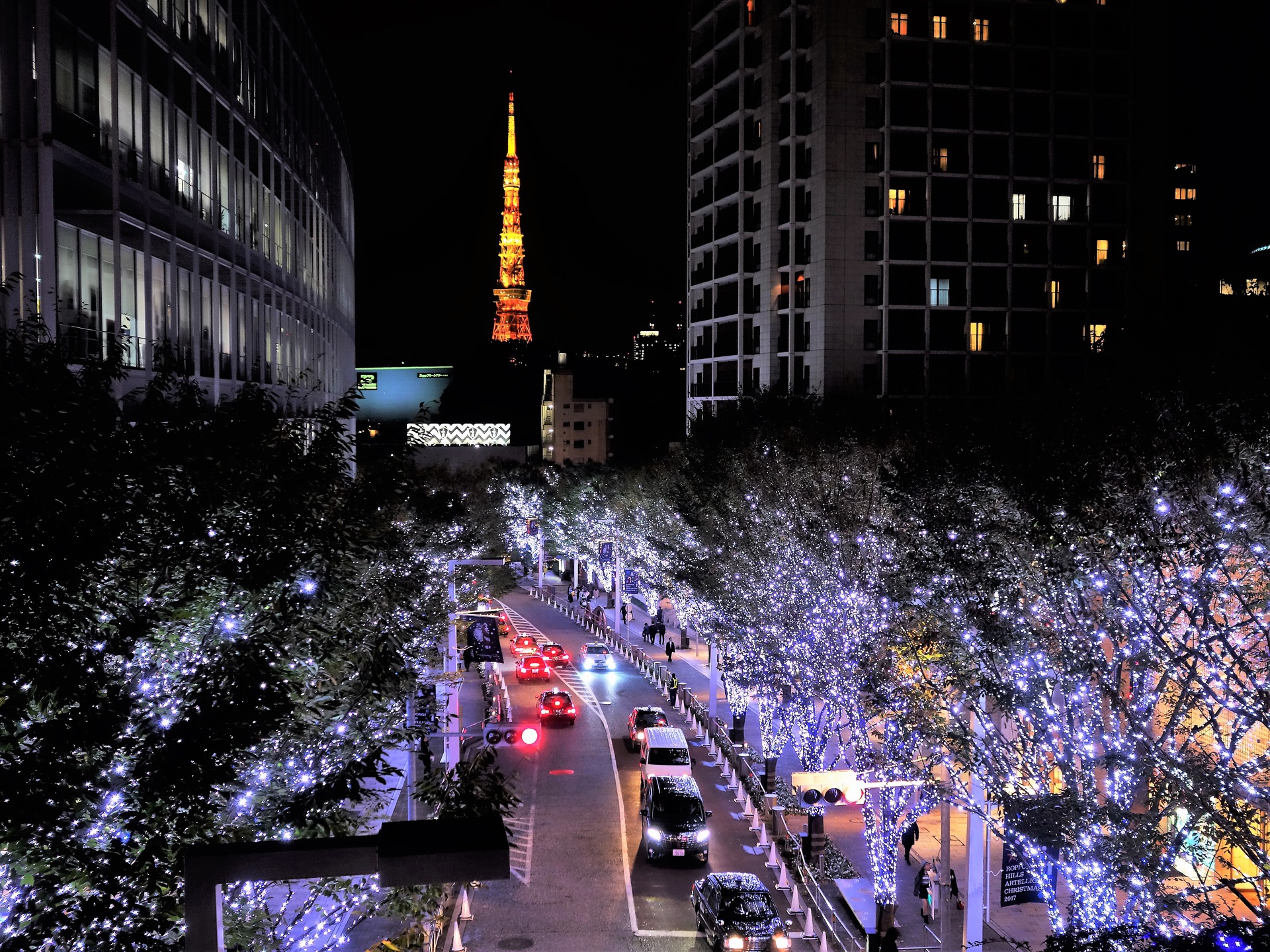 夜景 花火 イルミ けやき坂のイルミネーション 壁紙19x1440 壁紙館