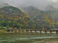 雨の渡月橋