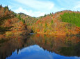池に映る紅葉の山2