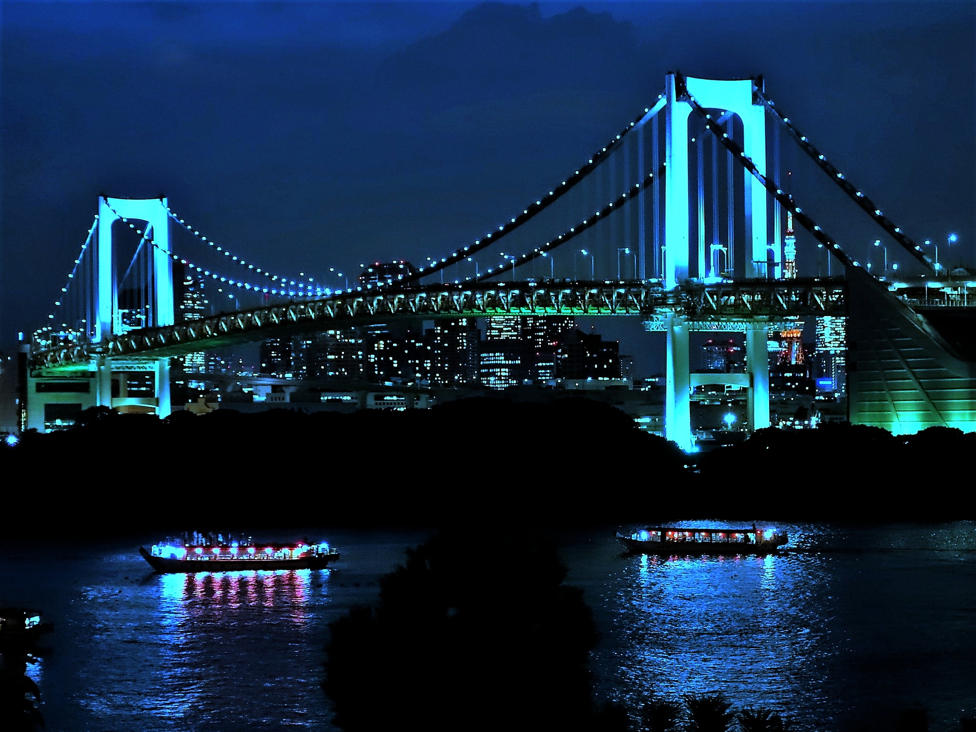 夜景 花火 イルミ レインボーブリッジの夜景 壁紙19x1440 壁紙館