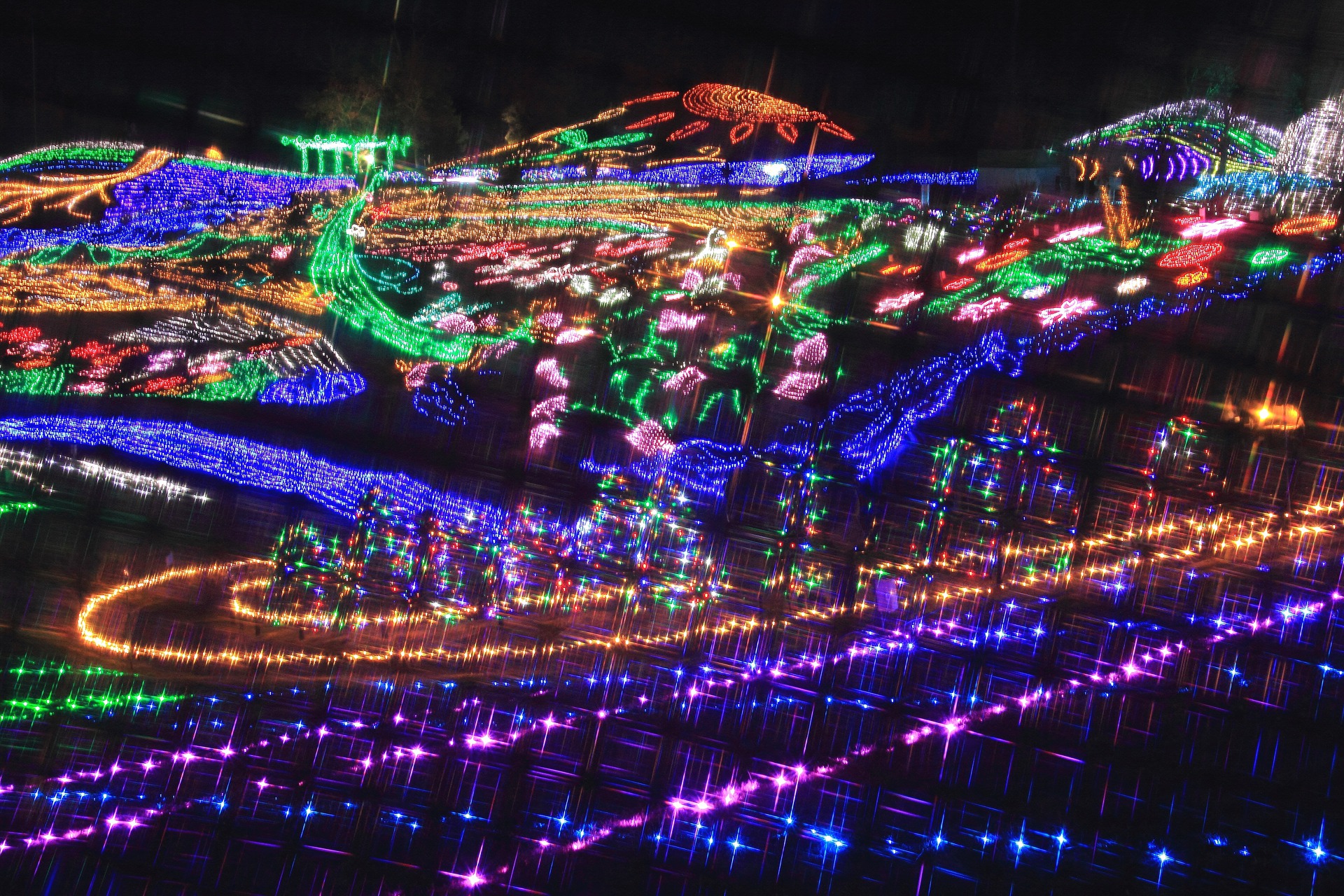 夜景 花火 イルミ まんのう公園イルミネーション2 壁紙19x1280 壁紙館