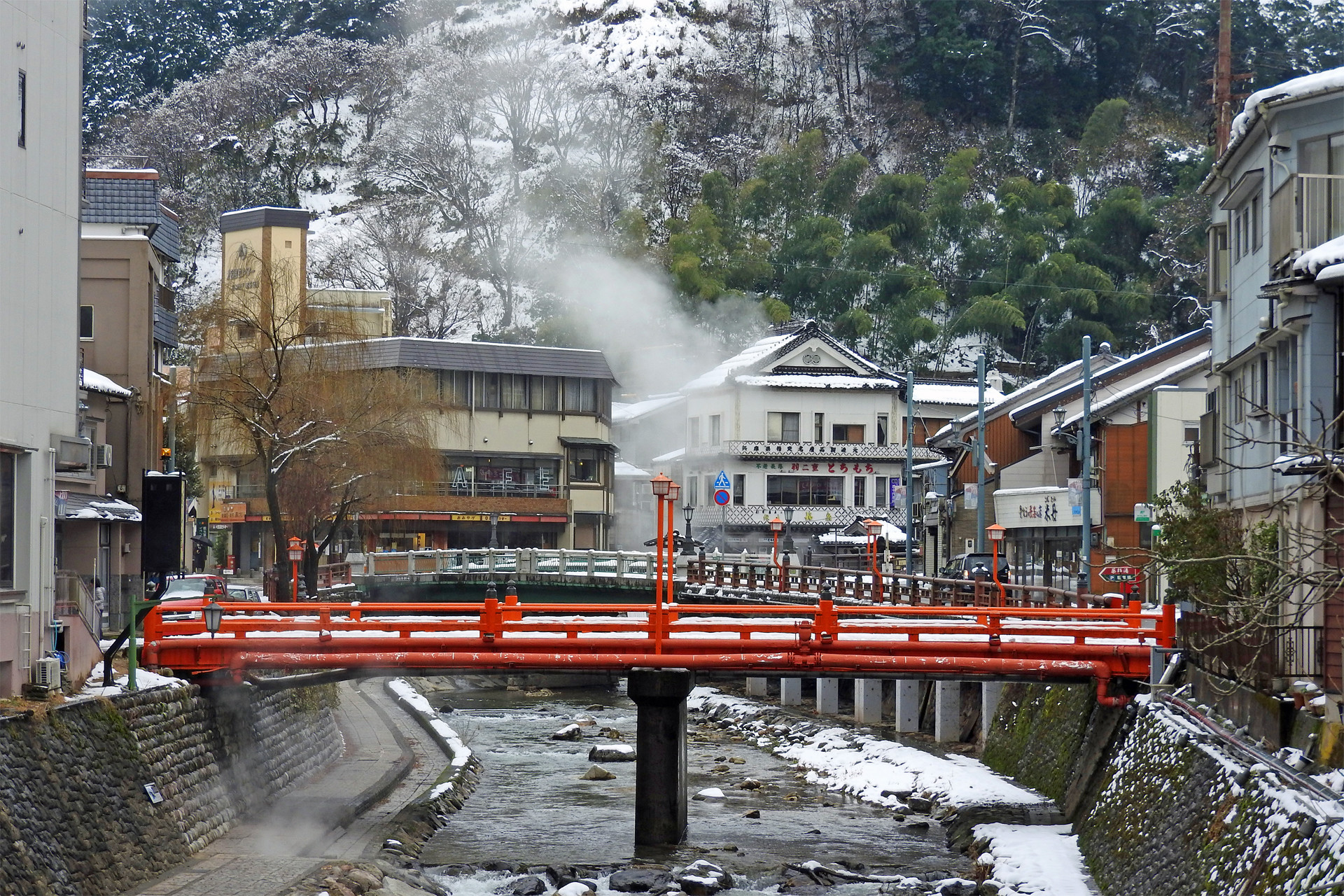 日本の風景 雪の湯村温泉 壁紙19x1280 壁紙館