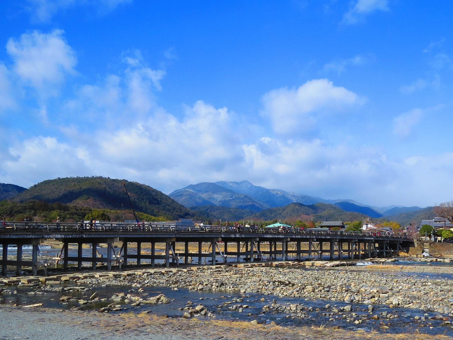 日本の風景 冬の嵐山渡月橋1 壁紙19x1440 壁紙館
