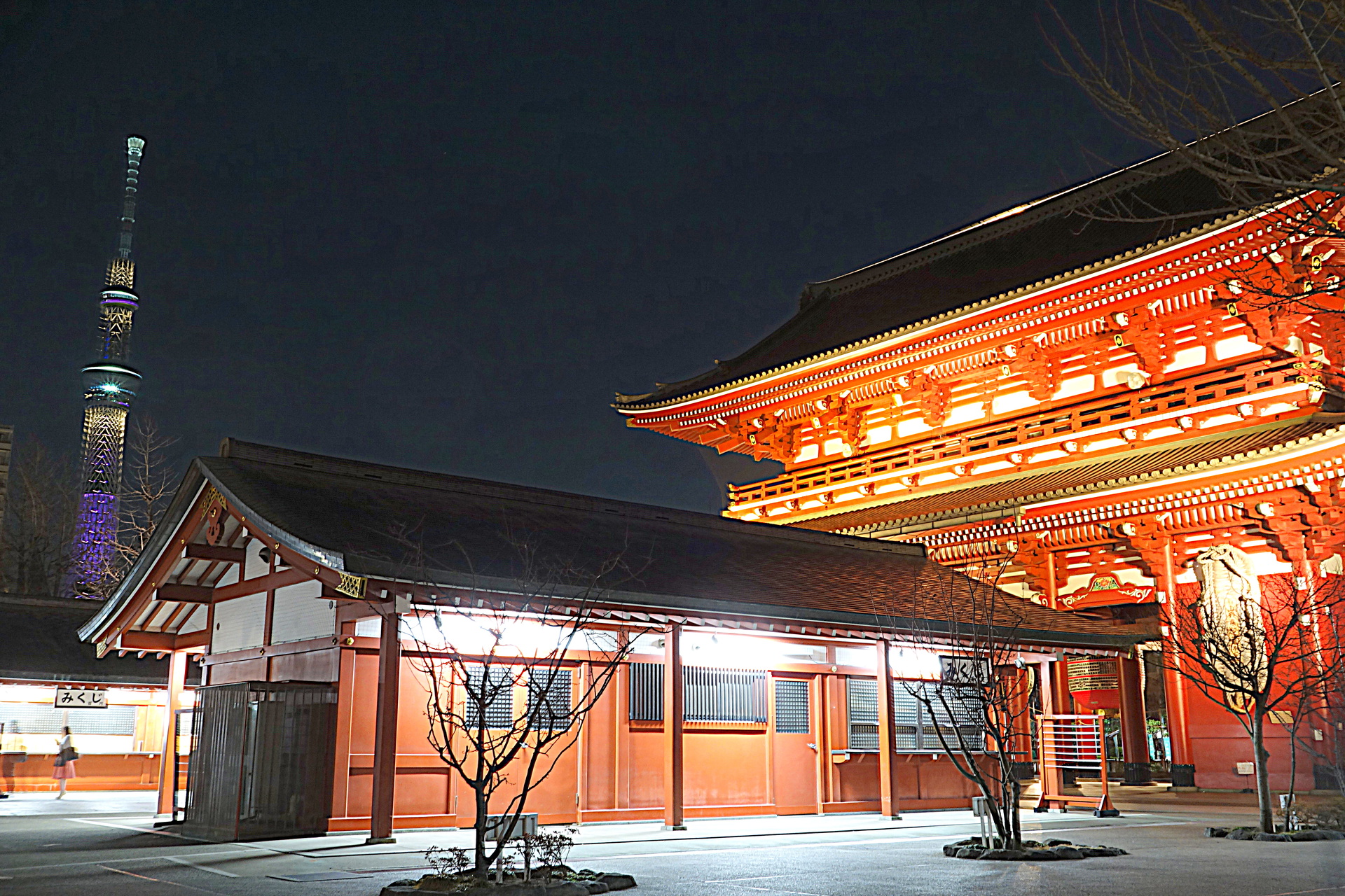 夜景 花火 イルミ 浅草寺とスカイツリー 壁紙19x1280 壁紙館