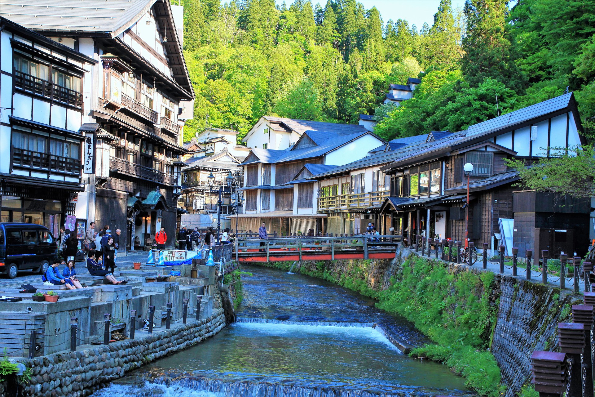 日本の風景 銀山温泉 足湯 壁紙19x1280 壁紙館