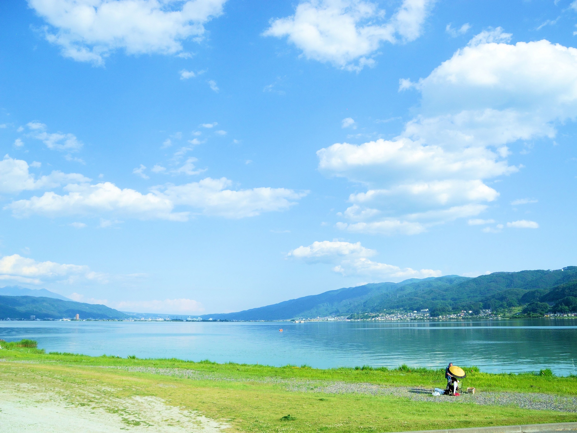 日本の風景 梅雨の晴れ間 諏訪湖 壁紙19x1440 壁紙館